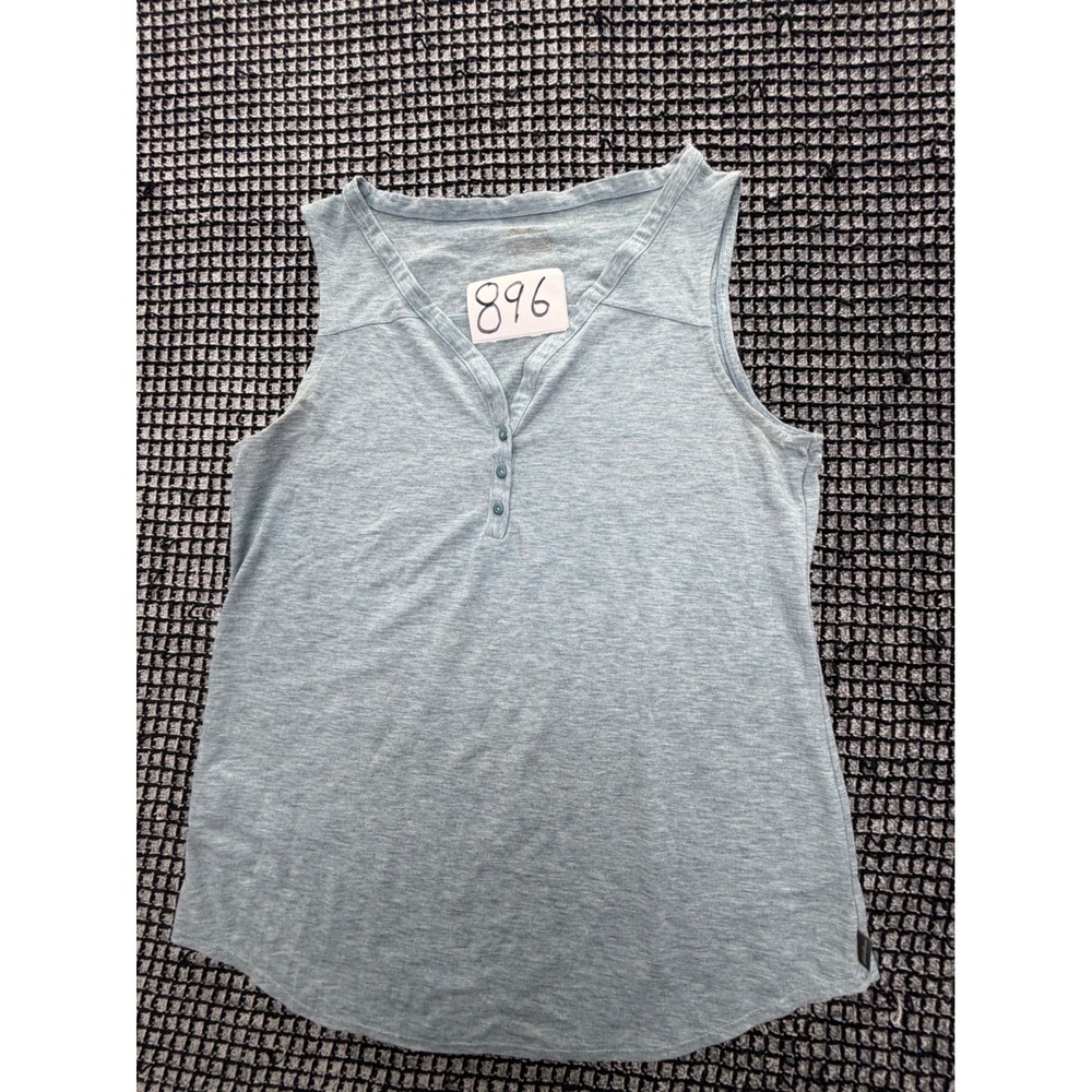 Eddie Bauer Henley Tank Top Womens Medium Blue Sleeveless Knit V-Neck
